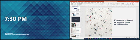 L'image représente "Microsoft Teams Room et double écran : qu'est ce que je vois sur les écrans de ma salle de réunion ?" par Wipple - Vous allez aimer vos salles de réunion.