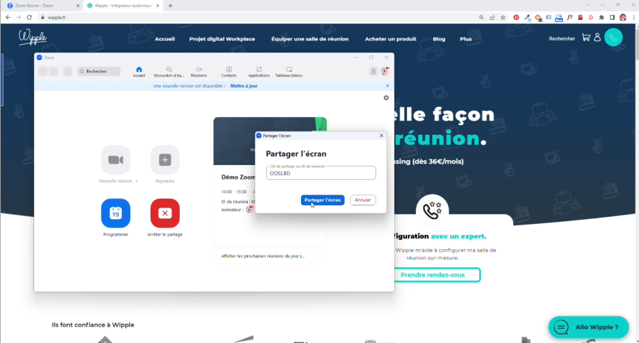 L'image représente "[Tutoriel] Zoom Room, comment ça marche ?" par Wipple - Vous allez aimer vos salles de réunion.